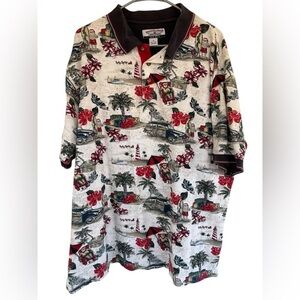 Boca Classics Men's Vintage Tropical Santa Christmas Polo Beach Big Man Size 1X‎